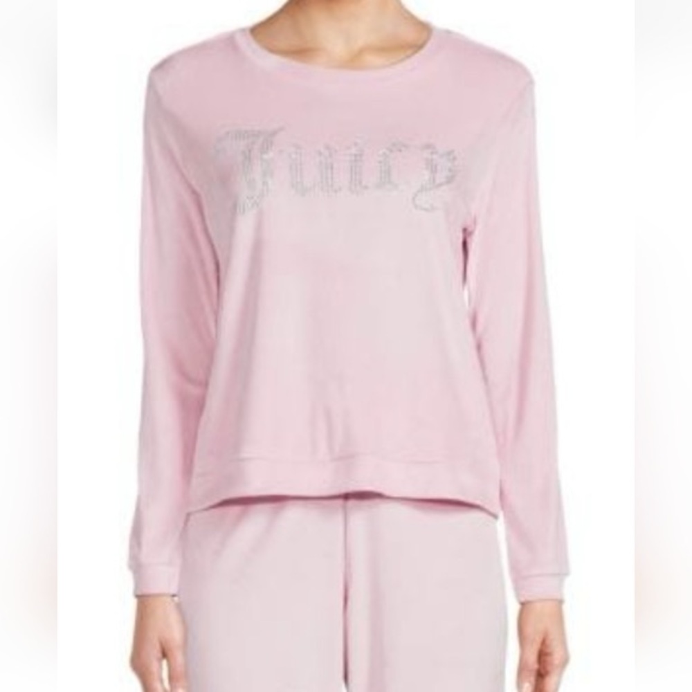 Y2K Juicy Couture velour rhinestone logo sleepwear top medium